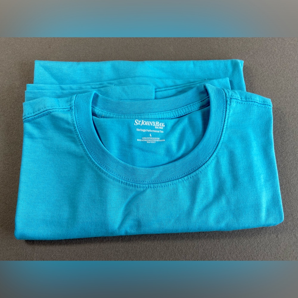 St Johns Bay‎ Heritage performance Tee Short Sleeve Crew Neck Turquoise SZ Large
